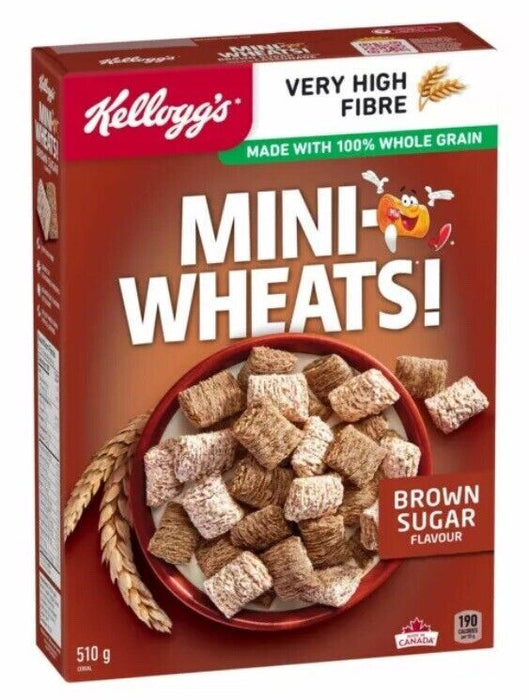 Kellogg's Mini-Wheats Brown Sugar Cereal 510g Each 3 Count