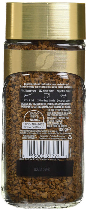 NESCAFE Gold Medium Roast Instant Coffee, 100g Jar - CanadaGrocery