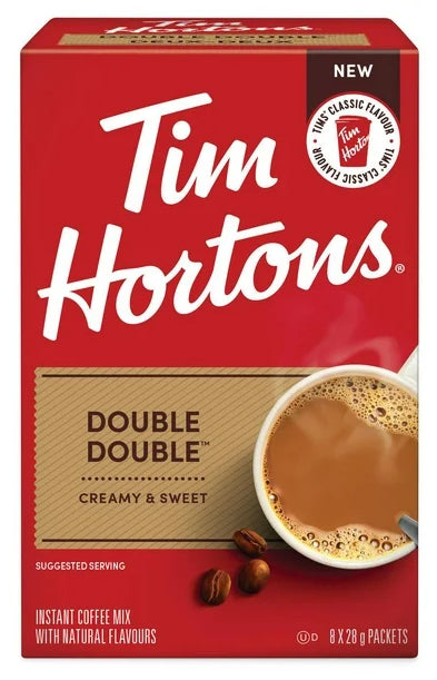 Tim Hortons Double Double Instant Coffee Packets, 8 x 28g