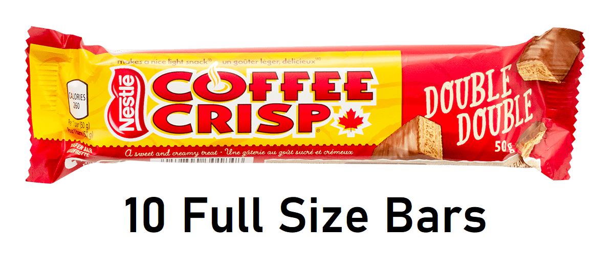 Nestle Coffee Crisp Double Double Wafer Chocolate Bar 50g Each 10 Bars - CanadaGrocery