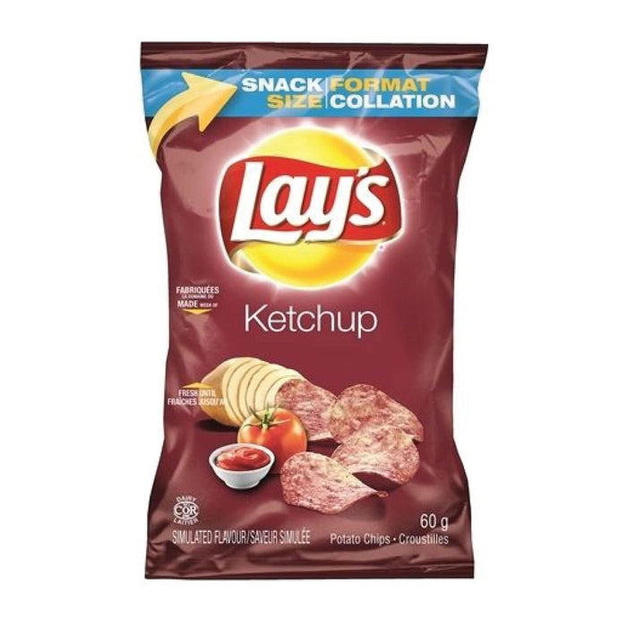 Lays Ketchup Potato Chips, 2.1oz Vending Sized, 3 BAGS