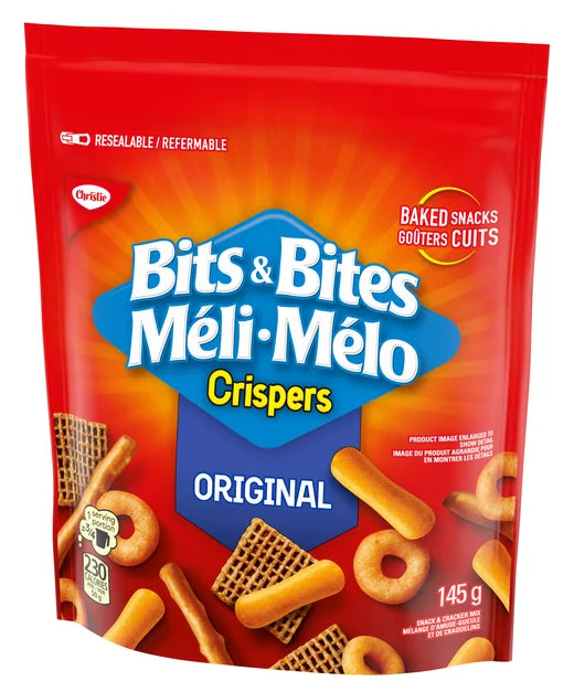 Crispers Bits & Bites Original Snack and Cracker Mix, 145g