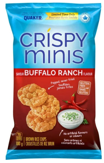 Quaker Crispy Minis Buffalo Ranch Flavor Brown Rice Chips, 100g