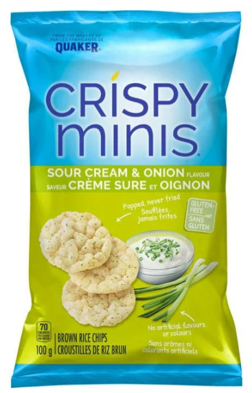 Quaker Crispy Minis Sour Cream & Onion Flavor Brown Rice Chips, 100g