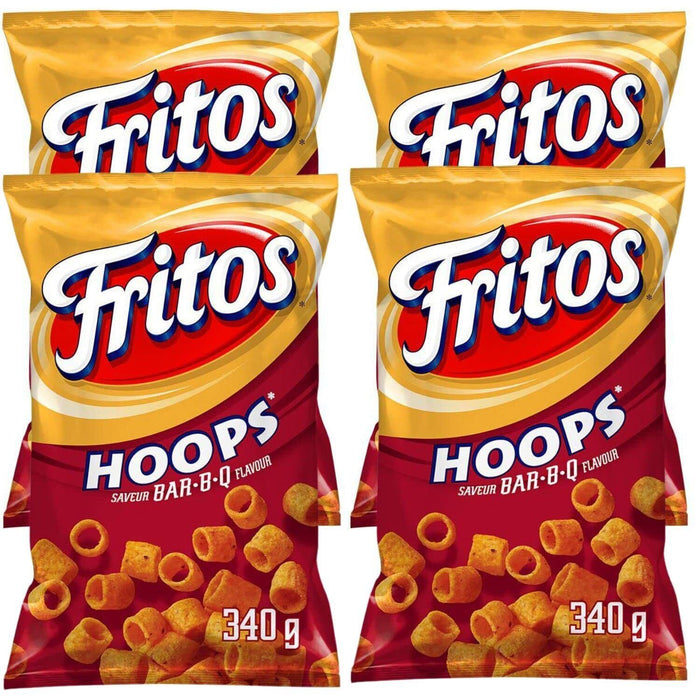 Fritos Hoops BAR-B-Q Corn Chips 12.3oz, 4 Bags, Canadian {1-5 DAY SHIPPING}