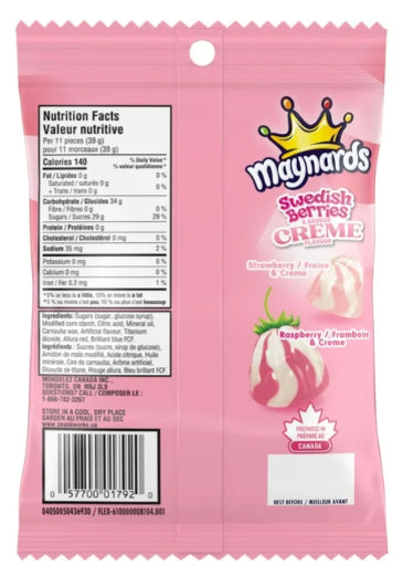 Maynards, Swedish Berries and Creme Gummy Candy, 154g