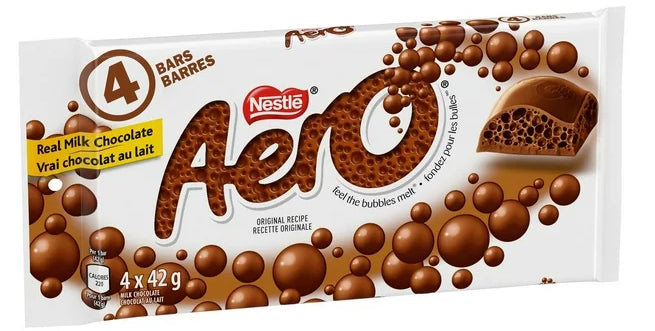 Nestle Aero Milk Chocolate Bars, 4 x 42g, 168g