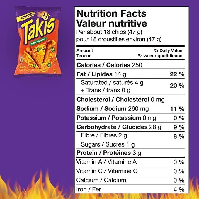 Takis Zesty Nacho Cheese Rolled Tortilla Chips 280g/9.8oz, 5 BAGS