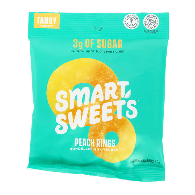 Smart Sweets Gummy Peach Rings Bulk Pack, 50g Each 5 Bags