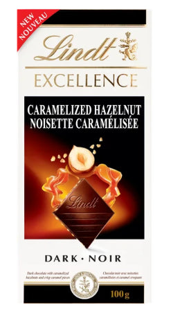 Lindt EXCELLENCE Caramelized Hazelnut Dark Chocolate Bar, 100g