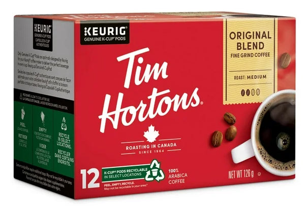 Tim Hortons Original Blend Medium Roast Coffee, 12ct, 126g