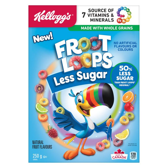 Kelloggs Froot Loops Cereal Less Sugar, 250g