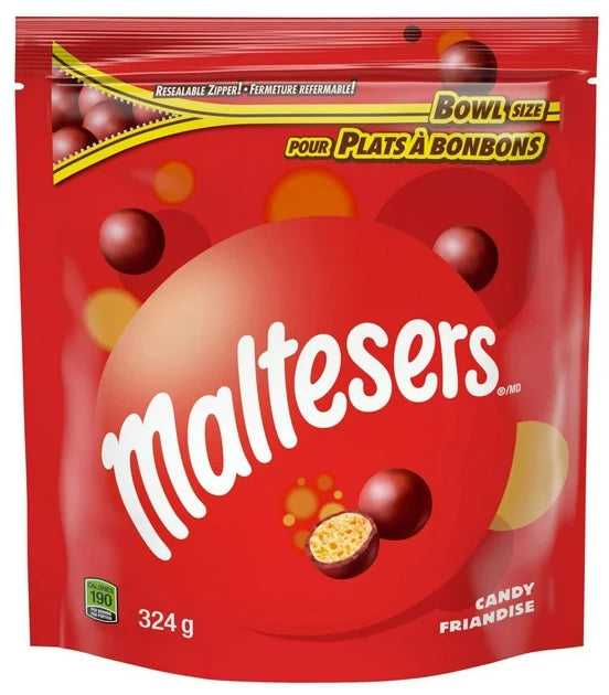 Maltesers, Milk Chocolate Candy Bites, Bowl Size Bag, 324g