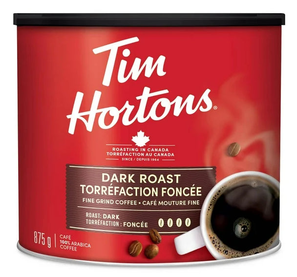 Tim Hortons Dark Roast Fine Grind Coffee, 875g