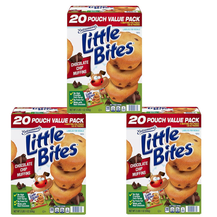 Entenmann's Little Bites Chocolate Chip Muffins, 3 Boxes (20pk Each Box)