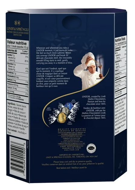 Lindt LINDOR Assorted Dark Chocolate Truffles Cornet, 408g Box - CanadaGroceryStore