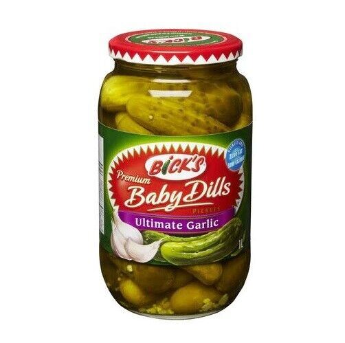 Bicks Premium Ultimate Garlic Baby Dills Pickles, 1L/33.81 Fl Oz