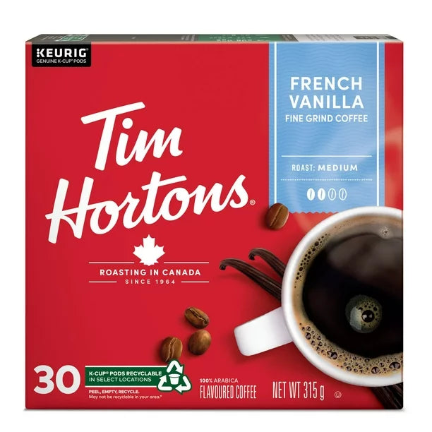 Tim Hortons French Vanilla Coffee, Keurig K-Cup Pods 30 Count