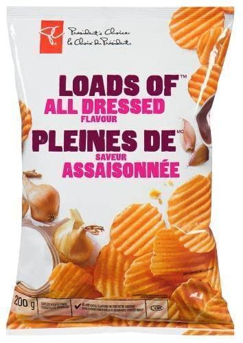 President's Choice Loads of All Dressed Potato Chips, 200g/7oz Each 4 Bags