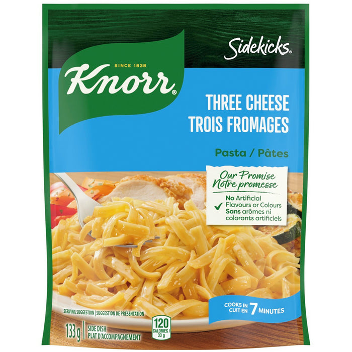 Knorr Sidekicks Three Cheese Pasta Side Dish 133g/4.69oz Each 8 Pouches