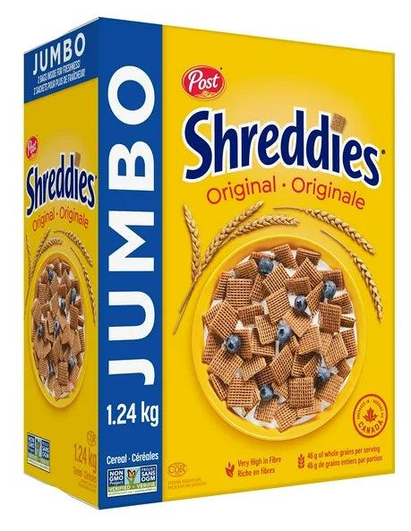 Post Shreddies Original Breakfast Cereal, Jumbo Size, 1.24 kg