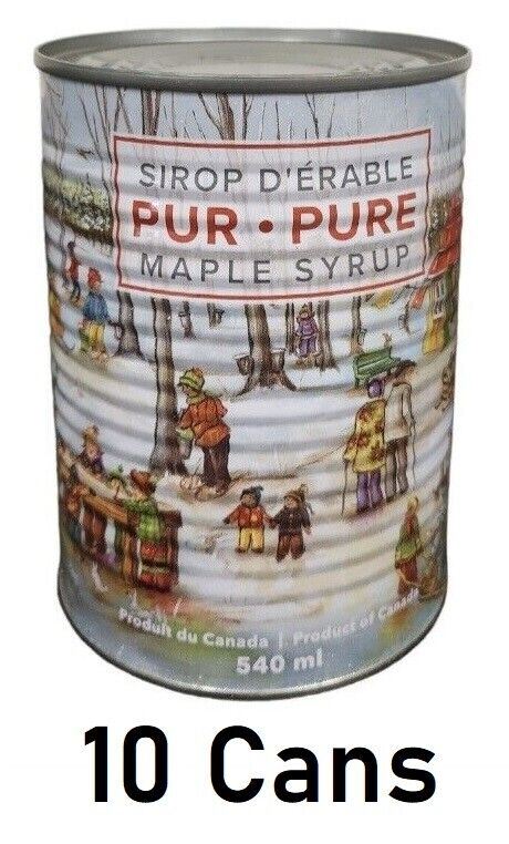 100% Pure Canadian Premium Maple Syrup Grade A Amber 540ml/18oz Each 10 Cans - CanadaGrocery