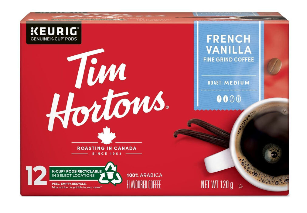 Tim Hortons French Vanilla Coffee, 12 Single Serving K-CUPS for Kuerig - CanadaGrocery