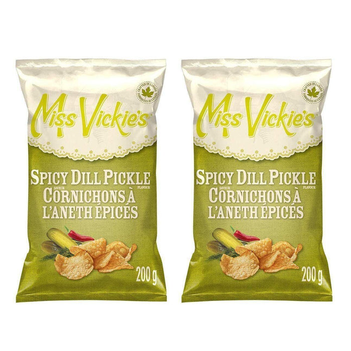 Miss Vickie's Spicy Dill Pickle Kettle Cooked Potato Chips, 200g/7oz. 2 BAGS