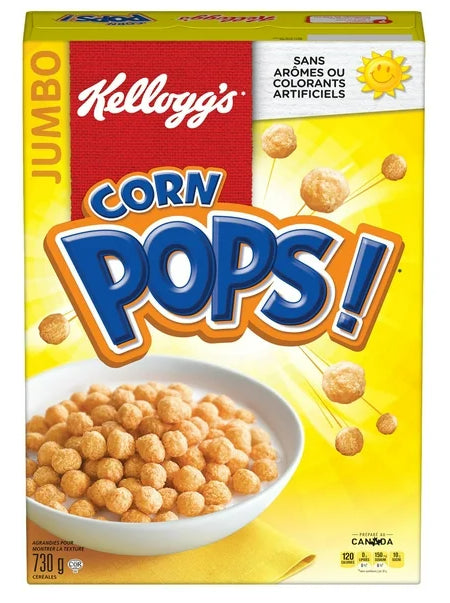 Kellogg's Canadian Corn Pops Cereal, Jumbo Size, 730g