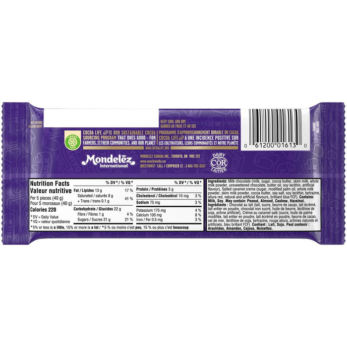 Cadbury Dairy Milk Creamy Salted Caramel Chocolate Bar 3oz Canadian Chocolate