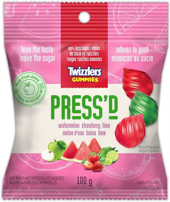 Twizzlers Press'd Fruit Gummies, Watermelon, Strawberry & Lime Flavors, 100g