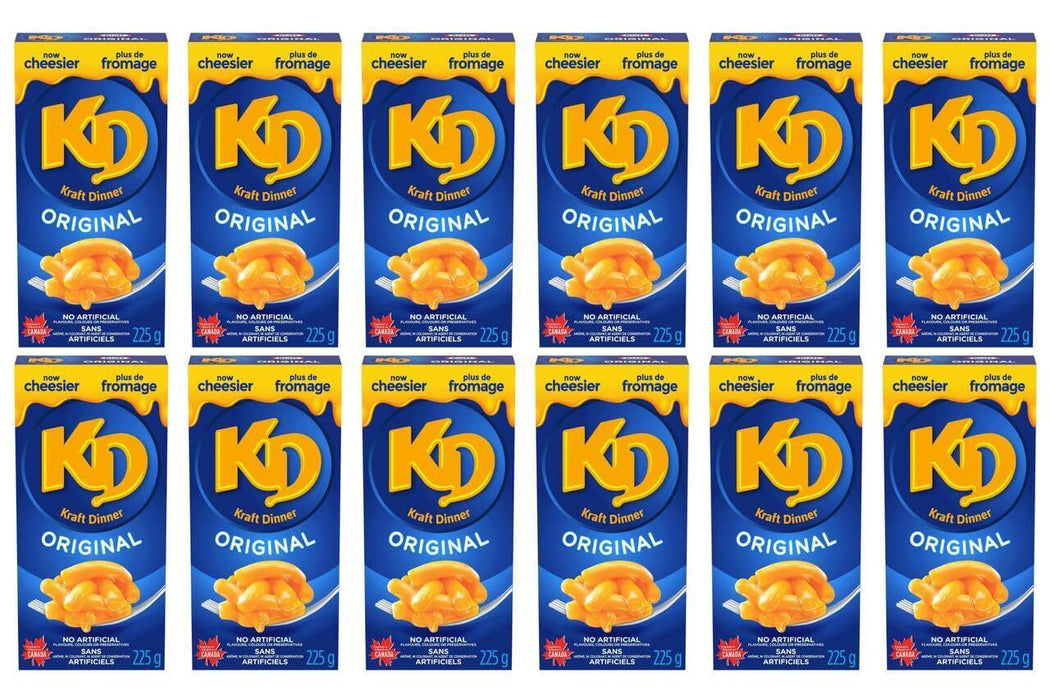 Kraft Dinner, Original Macaroni & Cheese 225g/7.6oz 12 BOXES (Canadian Product)