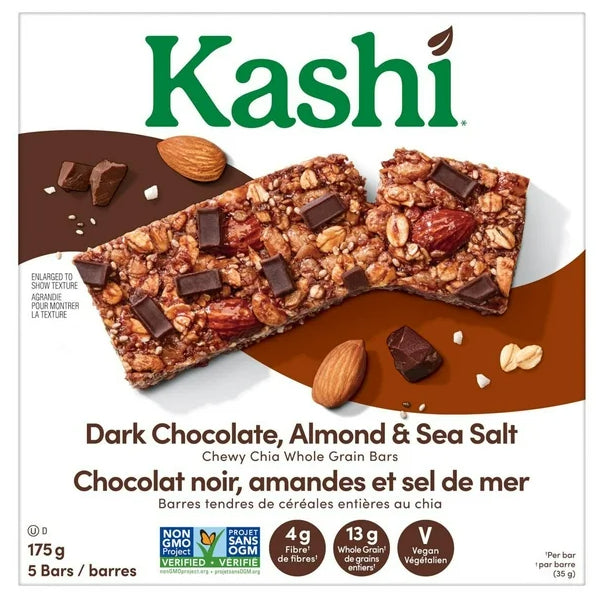 Kashi Dark Chocolate, Almond & Sea Salt Chewy Chia Whole Grain Bars, 175g