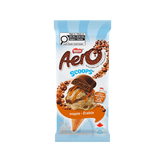 Aero Scoops Maple Milk Chocolate with Maple Ice Cream Flavoured Filling, 105g