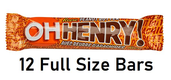 Hershey Oh Henry Chocolate Bars With Reese Peanut Butter Full Size 58g 12 Bars