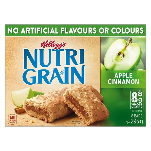 Kellogg's Nutri Grain Cereal Bars Apple Cinnamon, 8 Bars, 295g/10.4oz