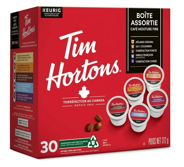 Tim Hortons K-Cup Coffee Cups, 30pc Variety Pack, 312g