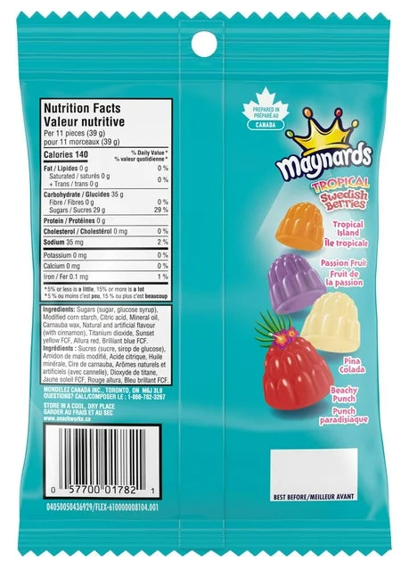 Maynards Tropical Swedish Berries Gummy Candy, 154g