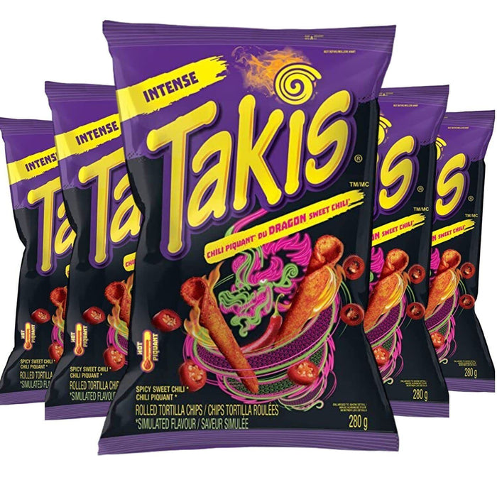 Takis Dragon Sweet Chili Rolled Tortilla Chips, 280g/9.8oz, 5 BAGS