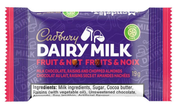 Cadbury Dairy Milk Minis Fruit and Nut, Milk Chocolate with Raisins and Chopped Almonds 152g