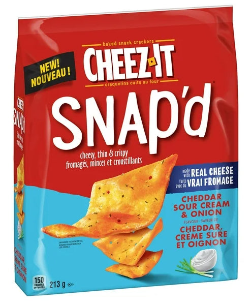 Cheez-It Snap'd Cheddar Sour Cream and Onion Flavor Crackers, 213g