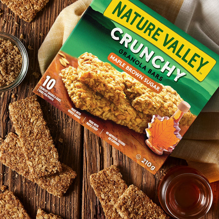 Nature Valley Crunchy Maple Brown Sugar Granola Bars, 10 Count, 210g/7.4oz Box