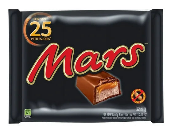 Mars Milk Chocolate Halloween Candy Bars, 25 Mini Bars 325g/11.5oz Bag