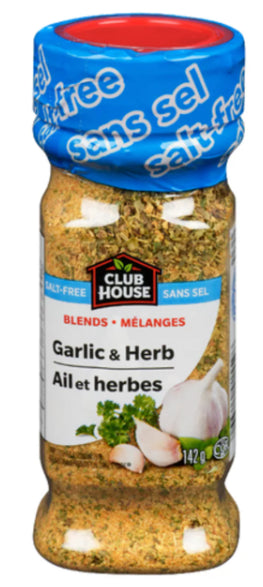 Club House Seasoning Blends Salt Free Garlic & Herb 142g