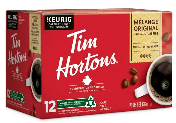 Tim Hortons Original Blend Medium Roast Coffee, 12ct, 126g