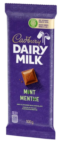 Cadbury Dairy Milk, Mint Flavored Milk Chocolate, Chocolate Bar, 100g