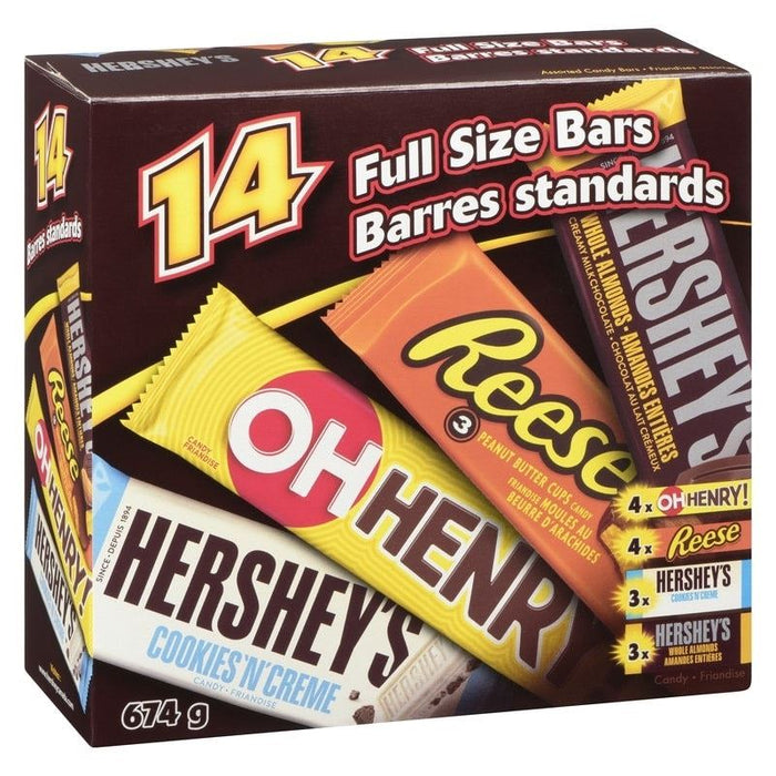 Hershey's Full Size Chocolate Bars Variety Box 14 Bars, 674g
