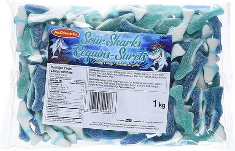 Mccormick's Sour Sharks Gummy Candy, 1kg/2.2 lbs. Bulk Bag