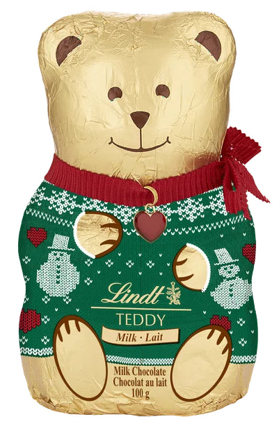 Lindt Christmas Sweater Teddy Milk Chocolate Teddy Bear, 100g