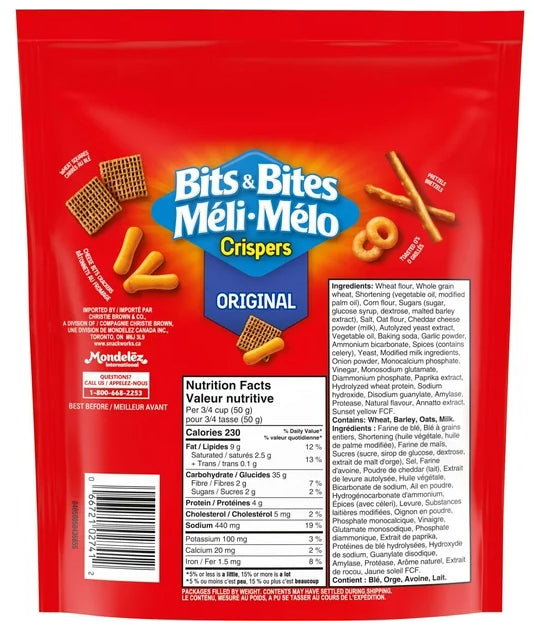 Crispers Bits & Bites Original Snack and Cracker Mix, 145g